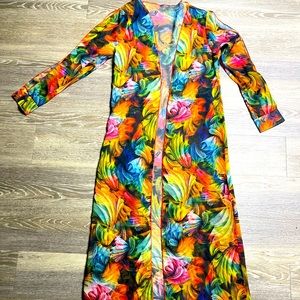 Swim coverup colorful sheer coverup with open sleeves